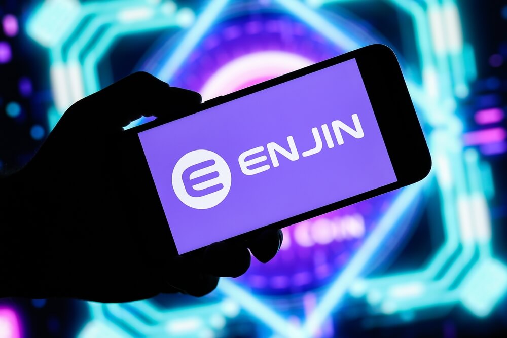 Enjin (ENJ) crypto logo on a phone display