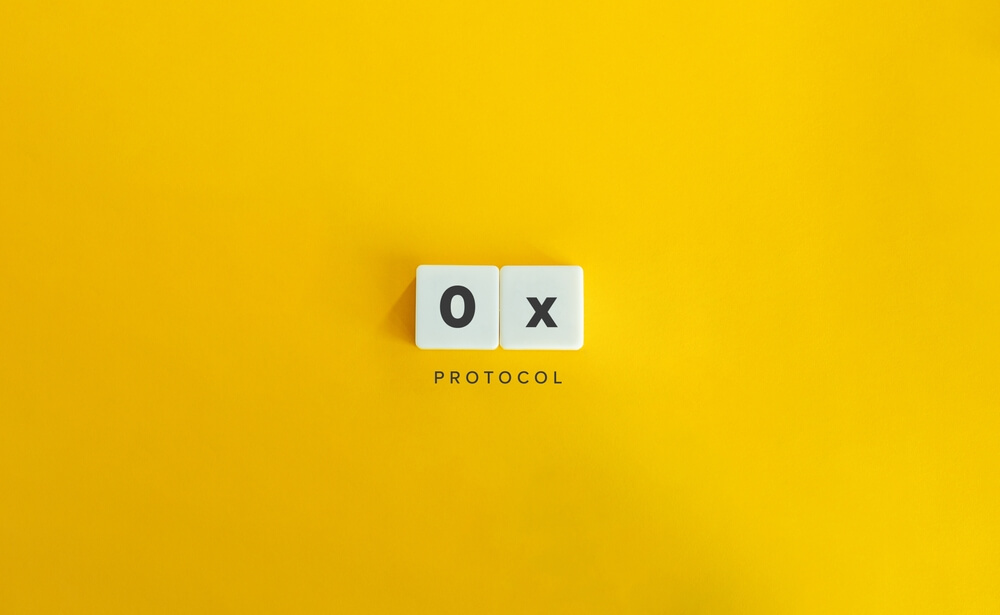 0x ZRX protocol on yellow background