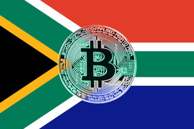 Bitcoin on South African flag