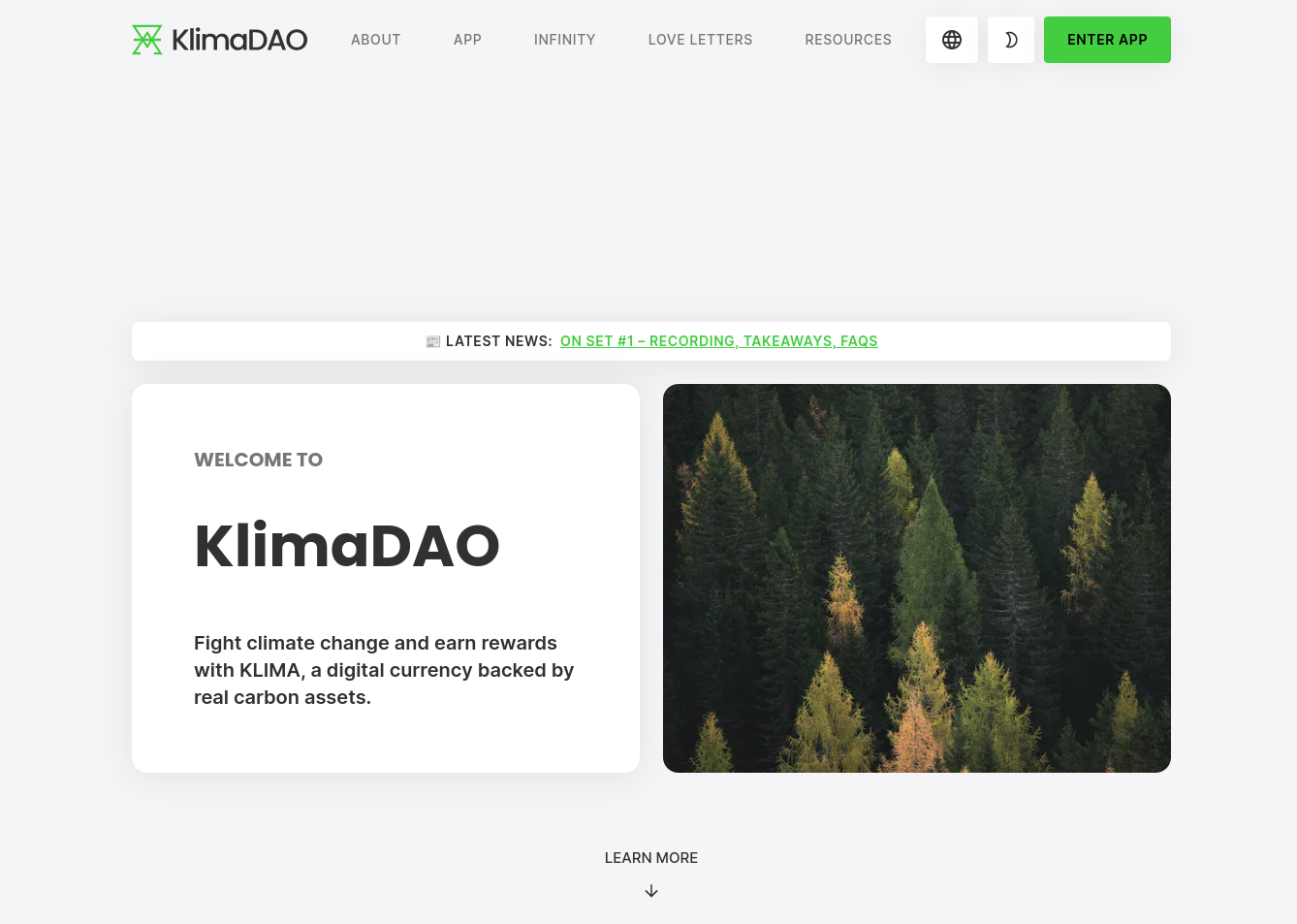 KliimaDAO homepage.