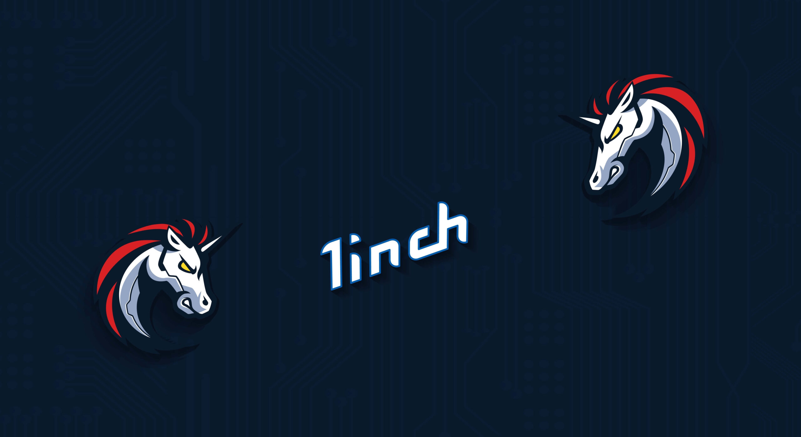 1inch (1INCH) crypto token logo on dark background