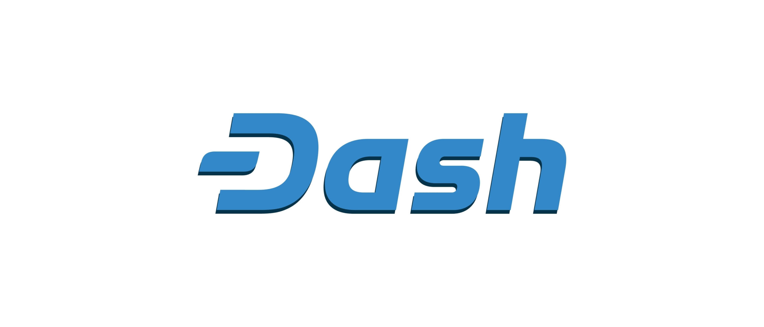 Dash crypto coin logo on white background