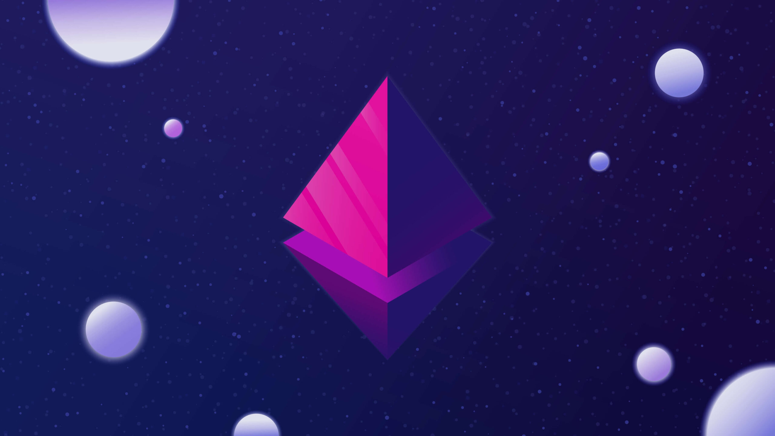 Ethereum (ETH) logo on dark purple background.