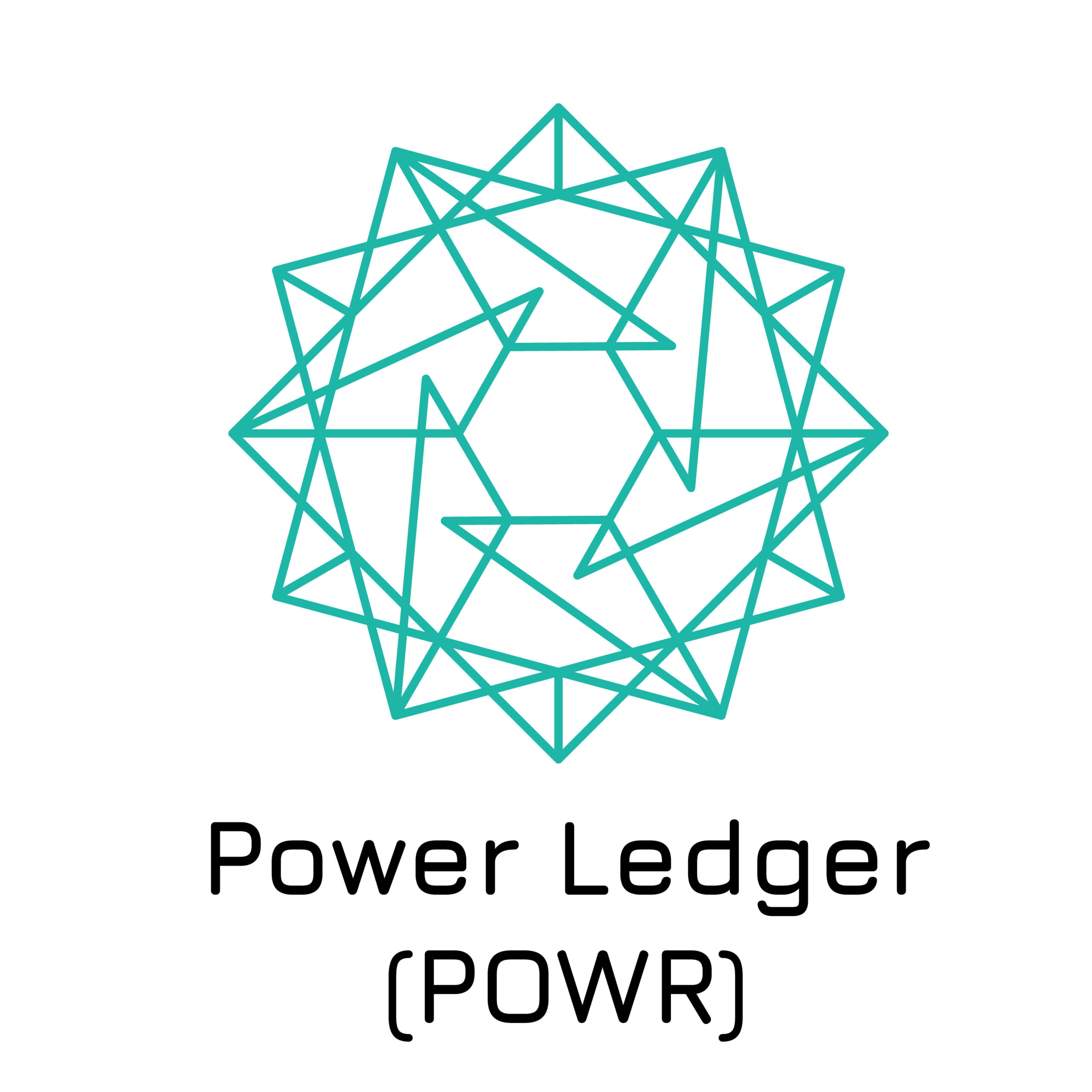 Power Ledger (POWR) crypto token on a white background.