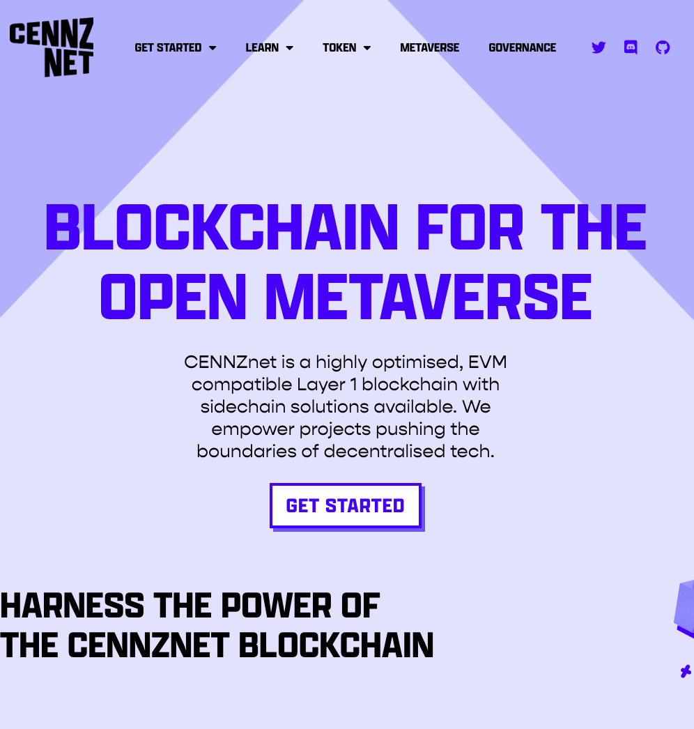 Screenshot of CENNZnet website.