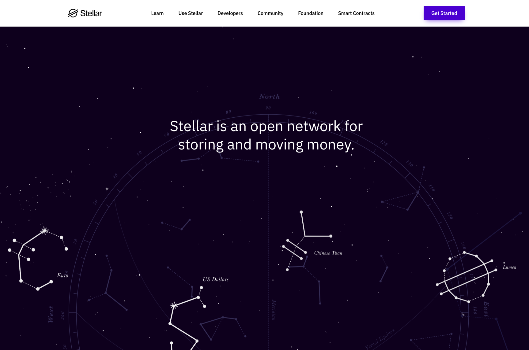 Screenshot of Stellar Lumens Homepage.