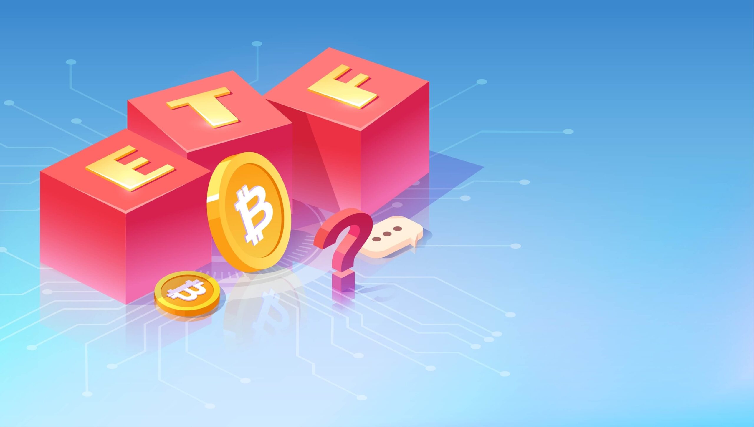 Illustration for Bitcoin ETF on red background