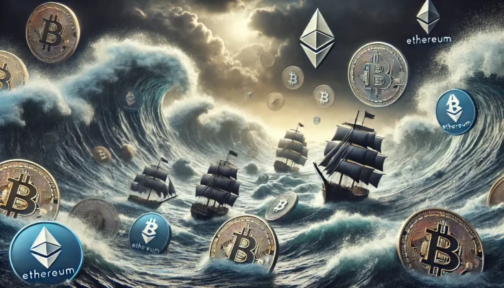Blog cover illustration to depict why crypto is volatile