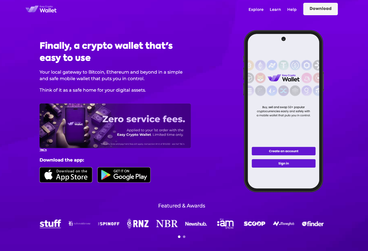 Easy Crypto Wallet new homepage