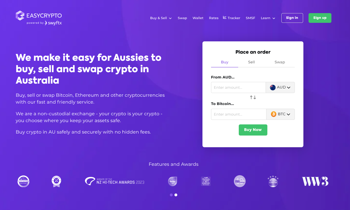 Easy Crypto AU Homepage 2025