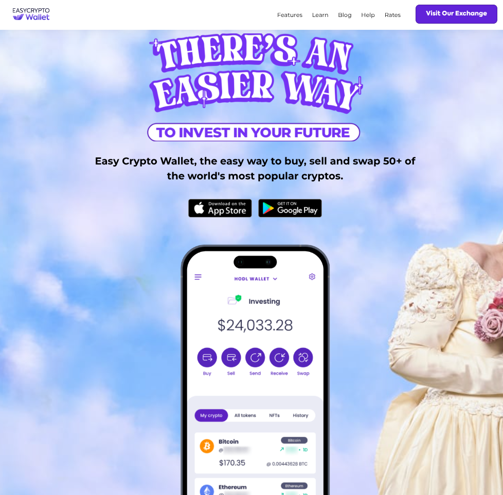 Screenshot of Easy Crypto Wallet homepage