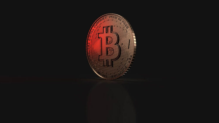 Bitcoin BTC Coin on black background